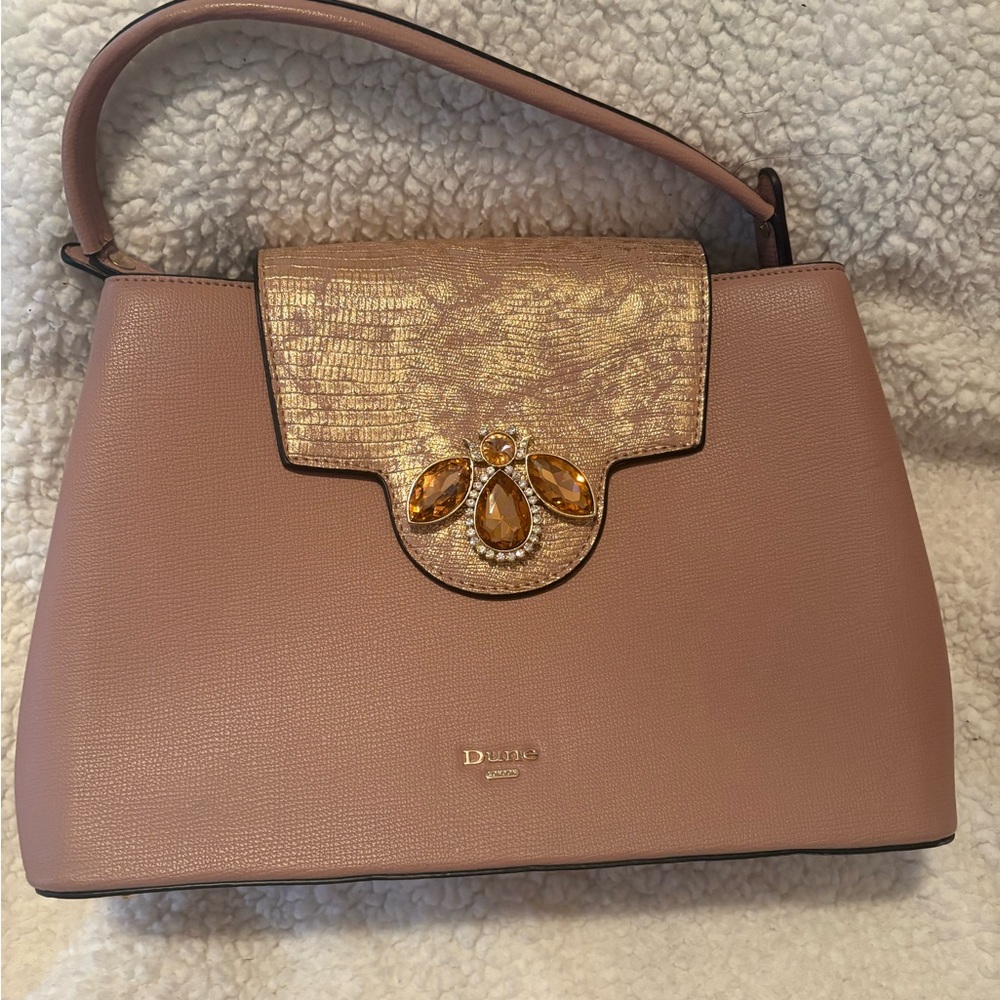 Dune London Blush and Gold Jewel Shoulder Bag